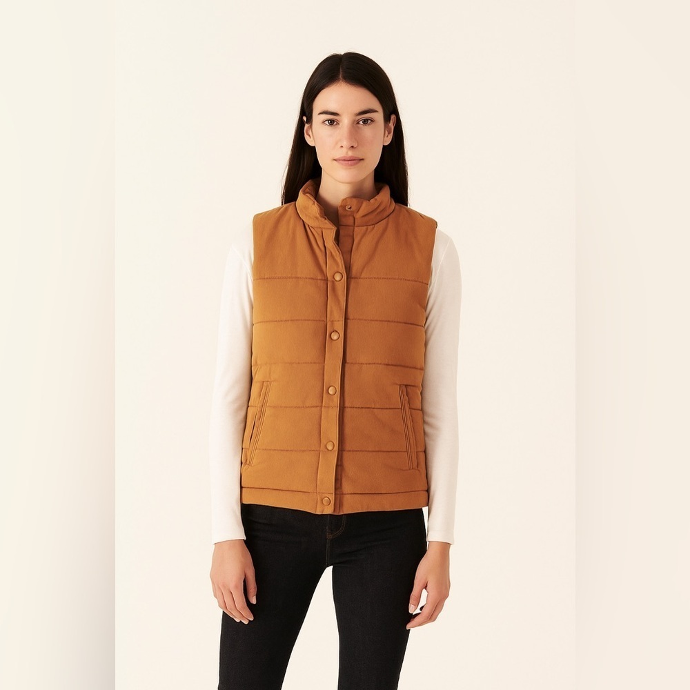 Tommy Bahama Puffer Corduroy Tan Vest Sz S